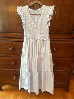 Anna Rae Ruffle Sleeve Midi Dress XS